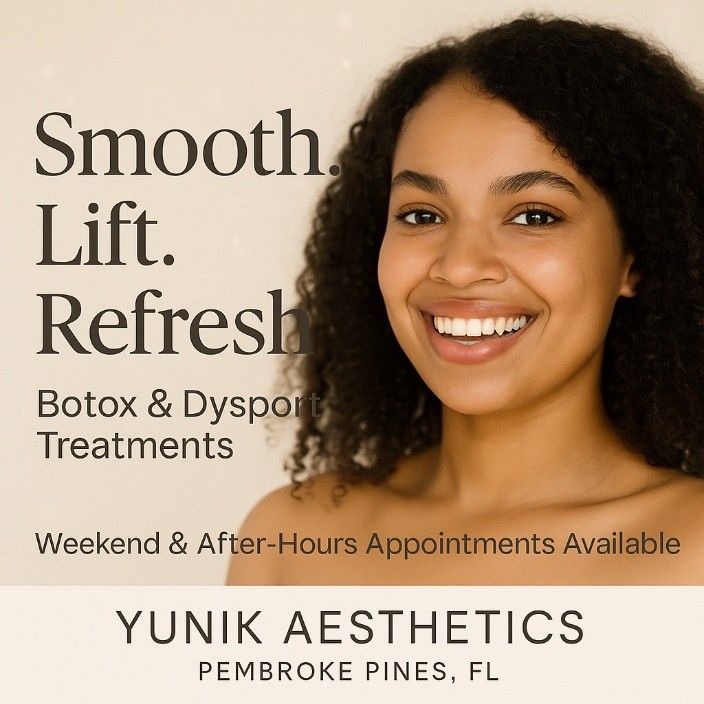 Smiling South Florida woman after Botox and Dysport treatment at Yunik Aesthetics Medspa in Pembroke