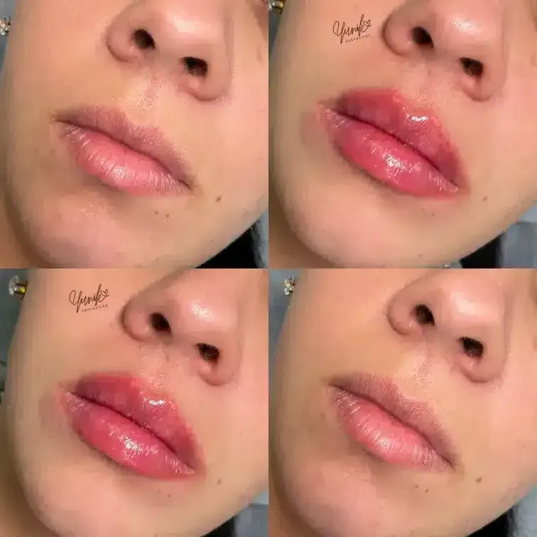 A Collage of Four Photos of A Woman 's Lips.