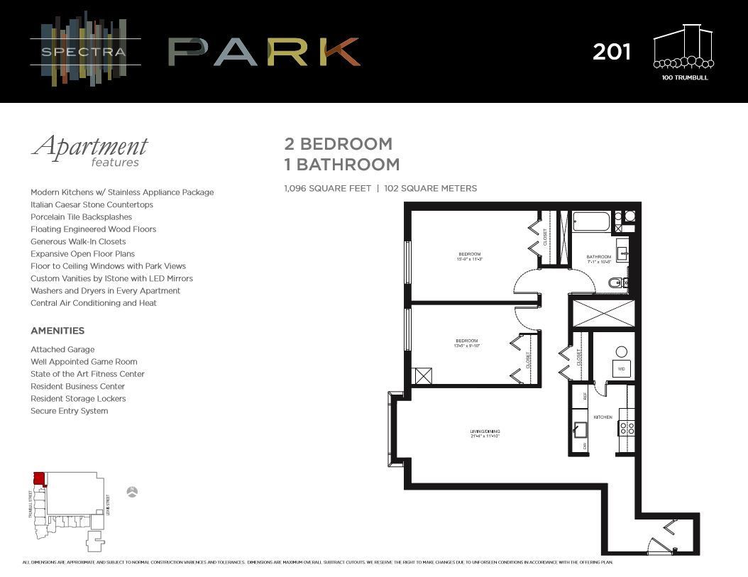 A floor plan for a 2 bedroom apartment with a bathroom