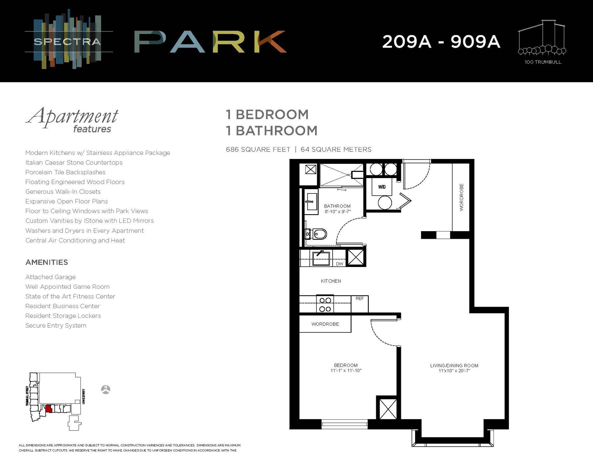 A black and white floor plan of a bedroom and bathroom apartment.