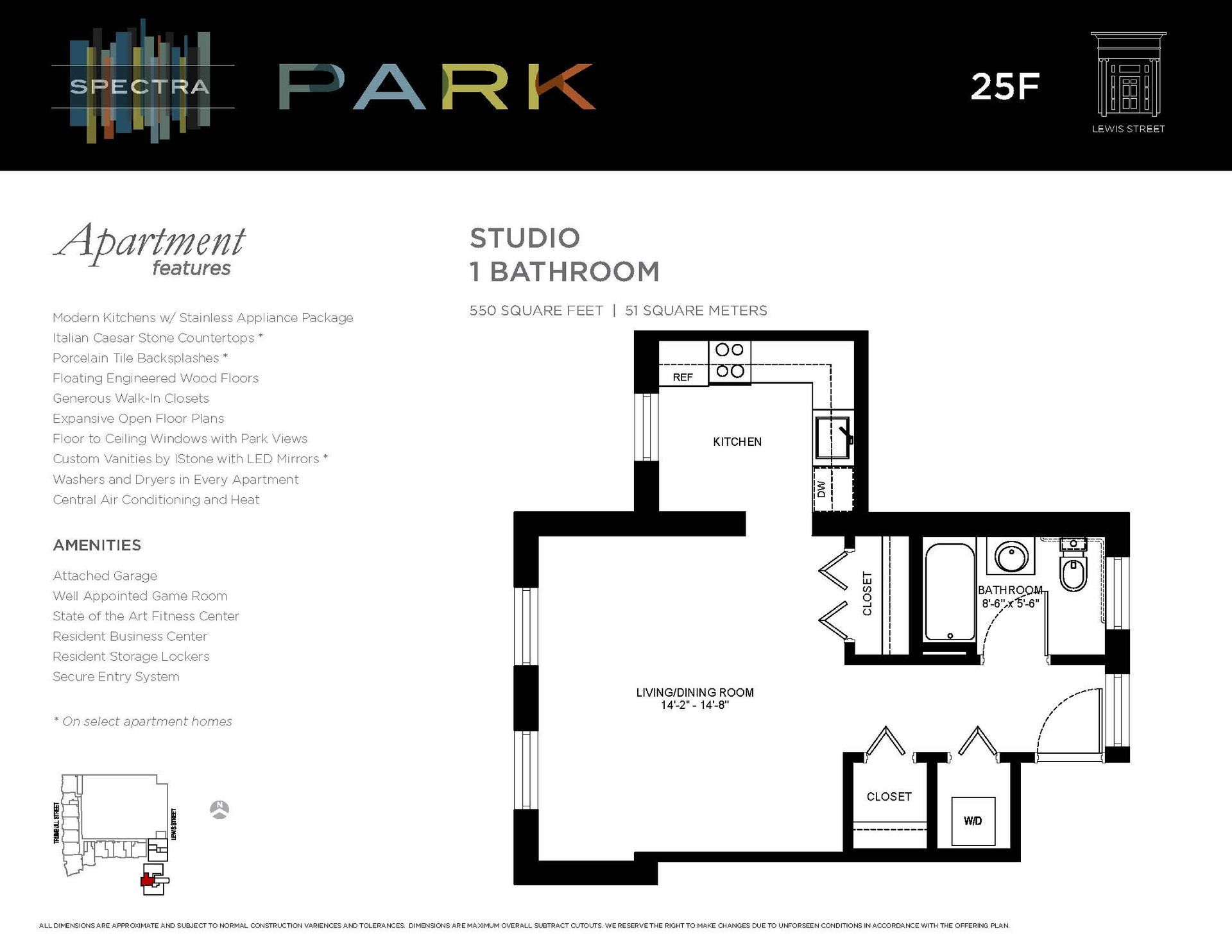 A black and white floor plan of a studio apartment with a bathroom.
