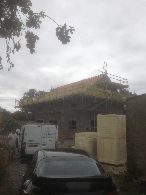 Roof being added to new-build