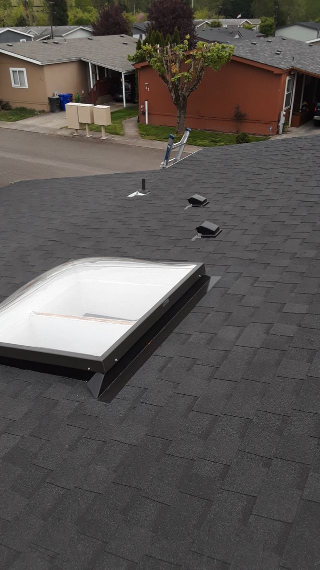 there is a skylight on the roof of a house .