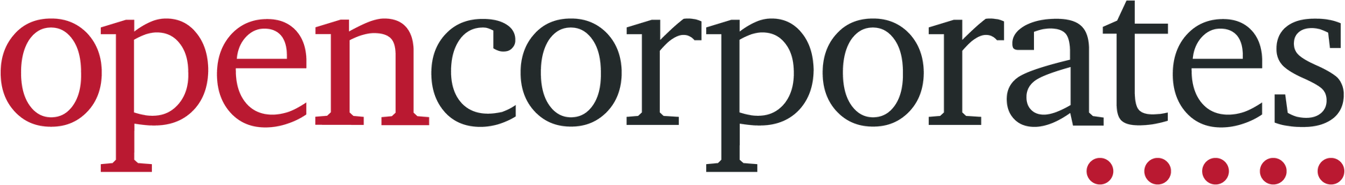 a red and white logo for open corporates