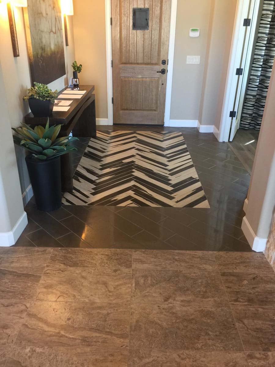 New floor tile in doorway