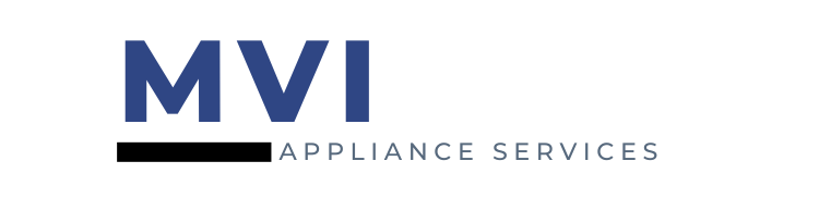 a blue and white logo for mvi appliance services