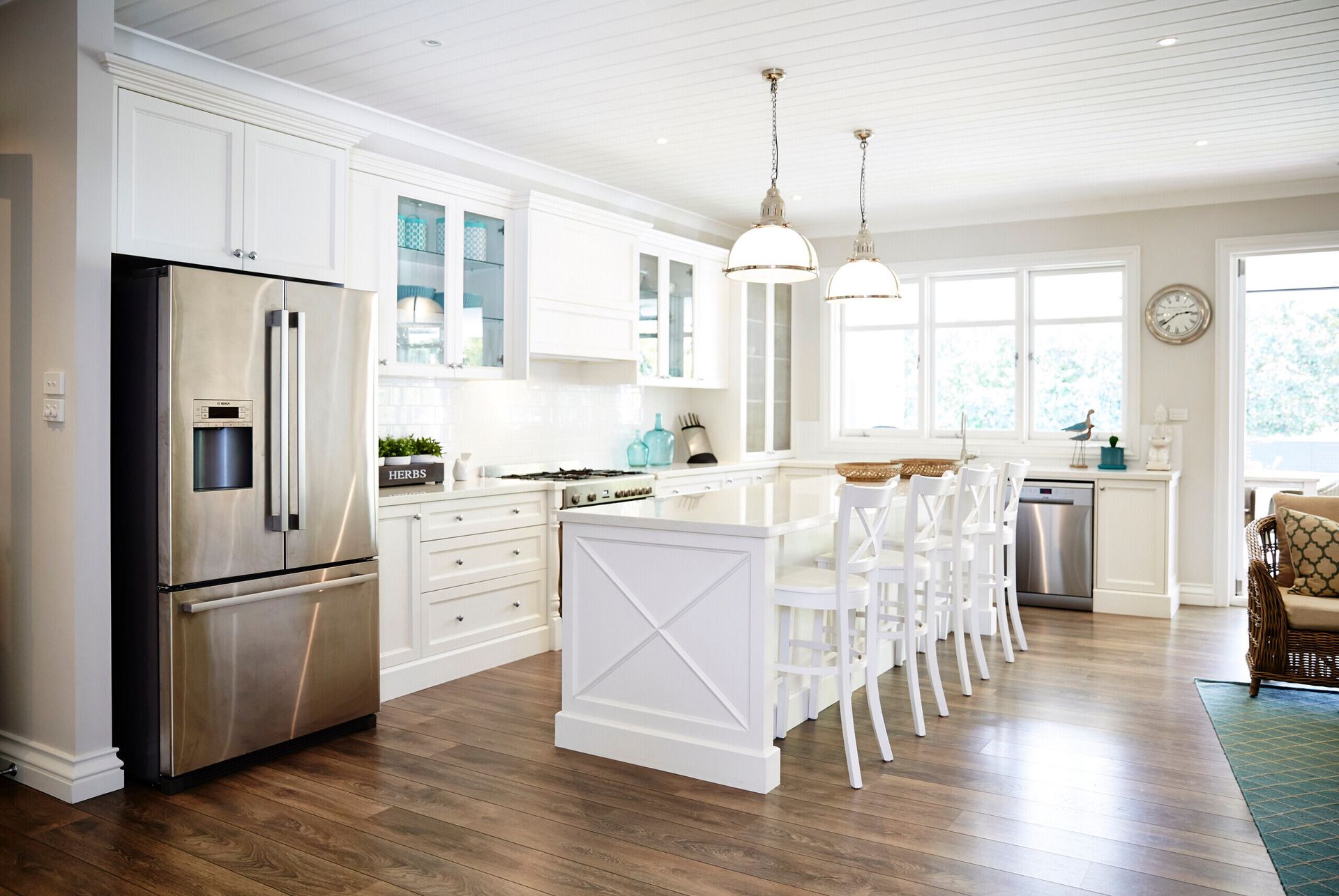 A Hamptons Look Kitchen with a White Refrigerator — The Latest Home Appliances in Rockhampton