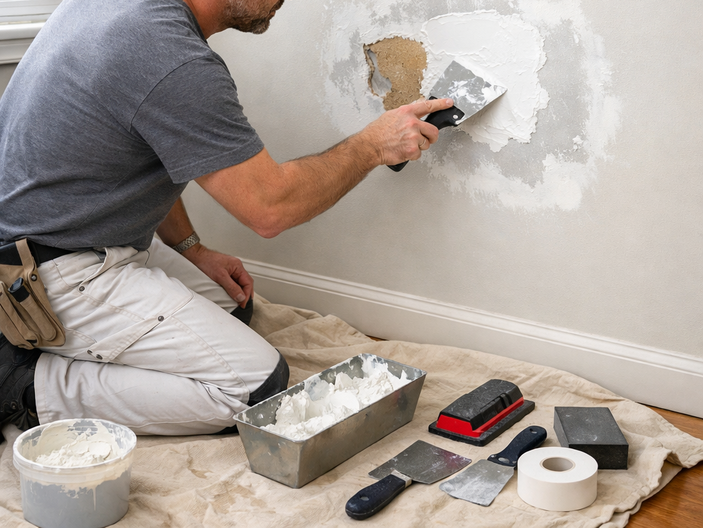 A wooden fence is sitting on top of a lush green field.