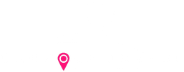 Pink location pin icon on a white background