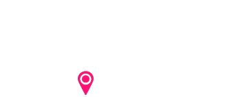 Pink location pin icon on a white background