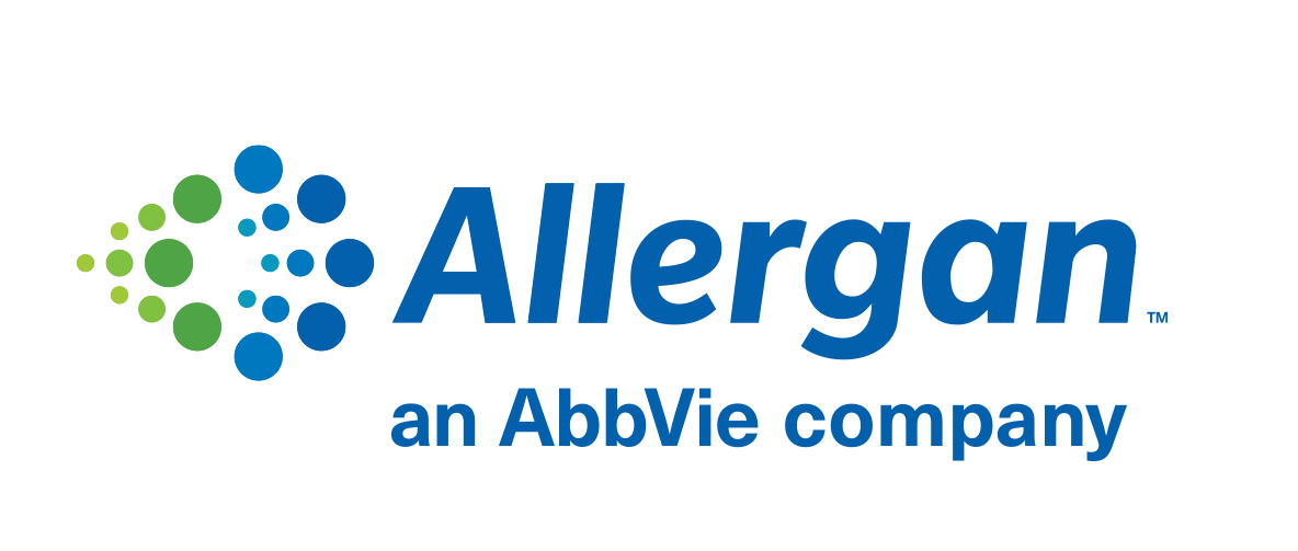 A blue and green logo for allergan an abbvie company