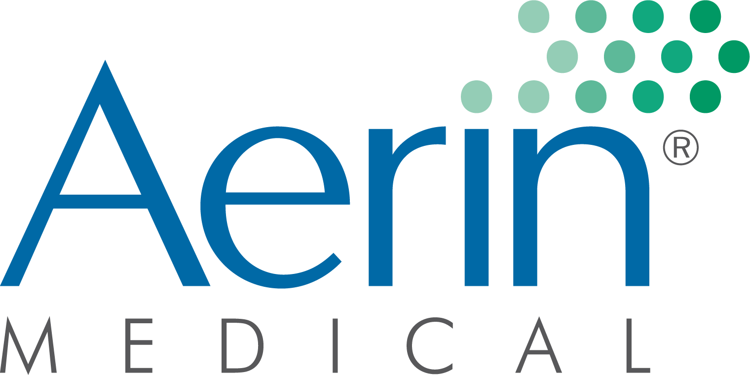 The logo for aerin medical is blue and green