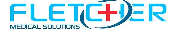 A blue and red logo for fletcher medical solutions