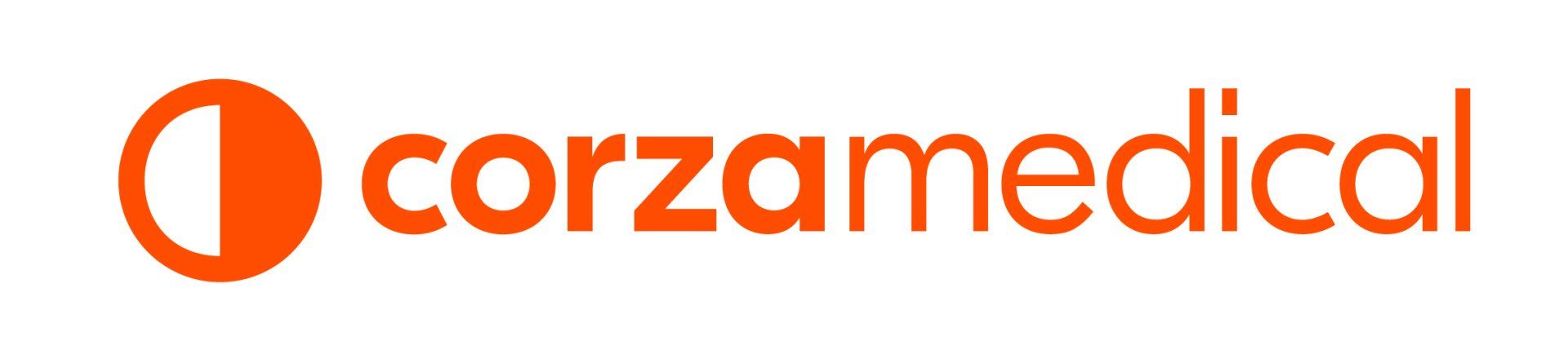 The corzamedical logo is orange and black on a white background