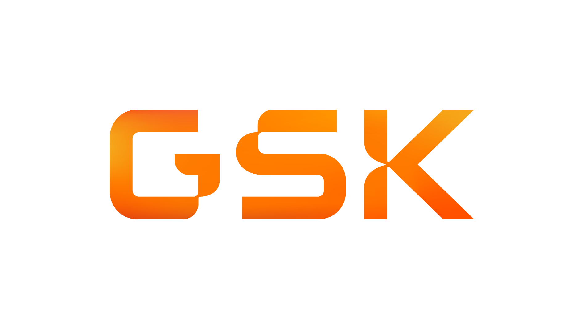 An orange gsk logo on a white background