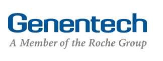The logo for genetech is a member of the roche group.