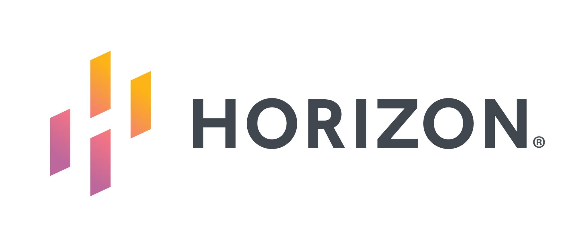The horizon logo is a colorful logo that looks like a rainbow.