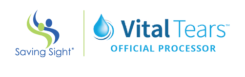 A logo for vital tears official processor saving sight