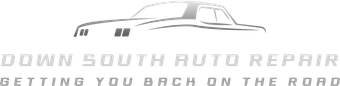 Logo for Down South Auto Repair featuring a car silhouette above text: "Down South Auto Repair Getting You Back On The Road".