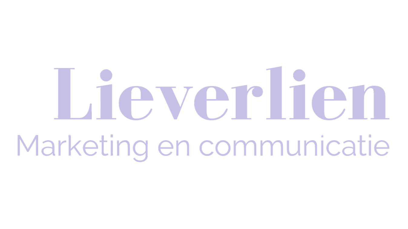 A purple logo for a company called lieverlien marketing and communication.