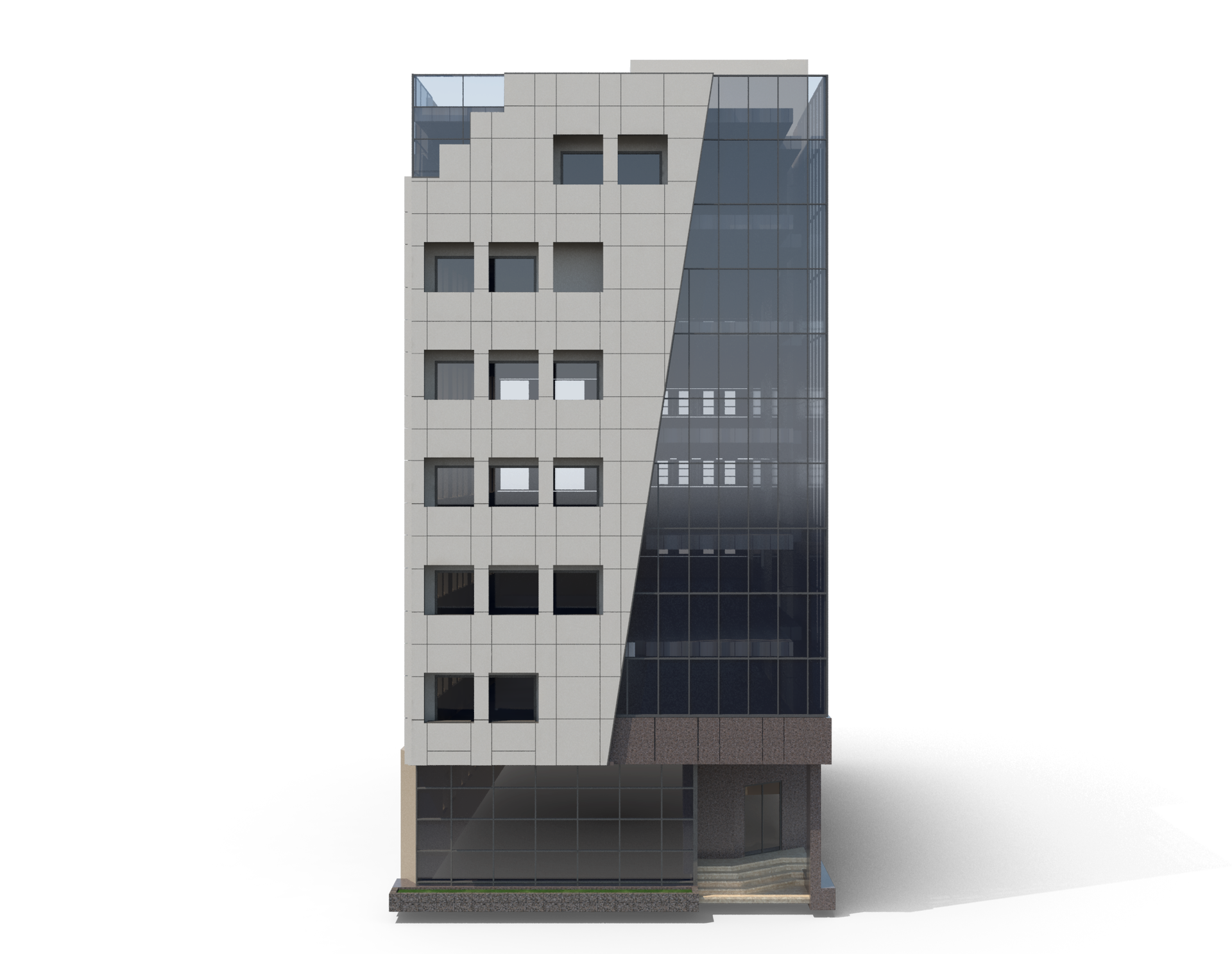 A 3d model of a building with a lot of windows