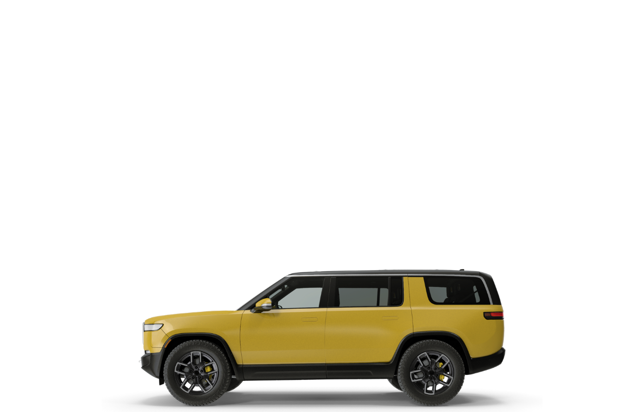 yellow rivan suv on transparent background