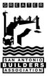 A black and white logo for the greater san antonio builders association