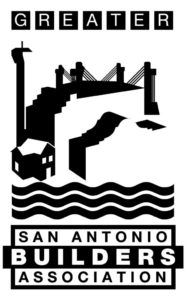 A black and white logo for the greater san antonio builders association