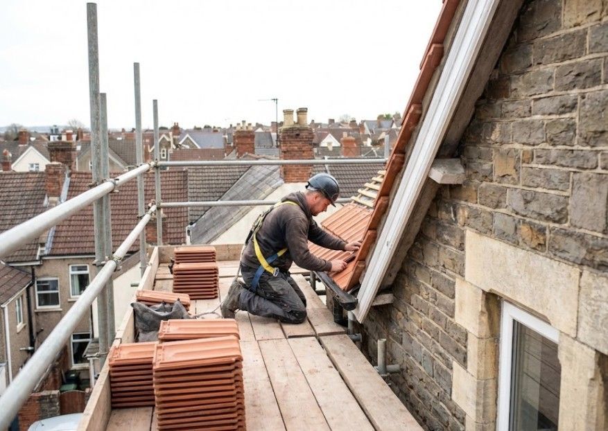 J & Z Property Maintenance adding roof tiles to a property extension in Cardiff