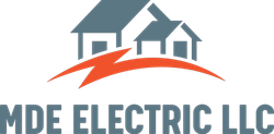 The logo for MDE Electric LLC shows a house and a lightning bolt.