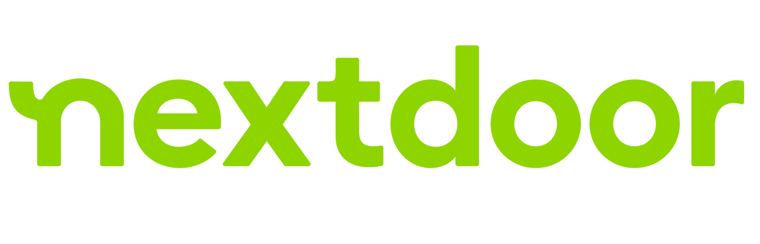 The nextdoor logo is green and white on a white background.