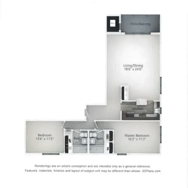 2 bedroom floor plan