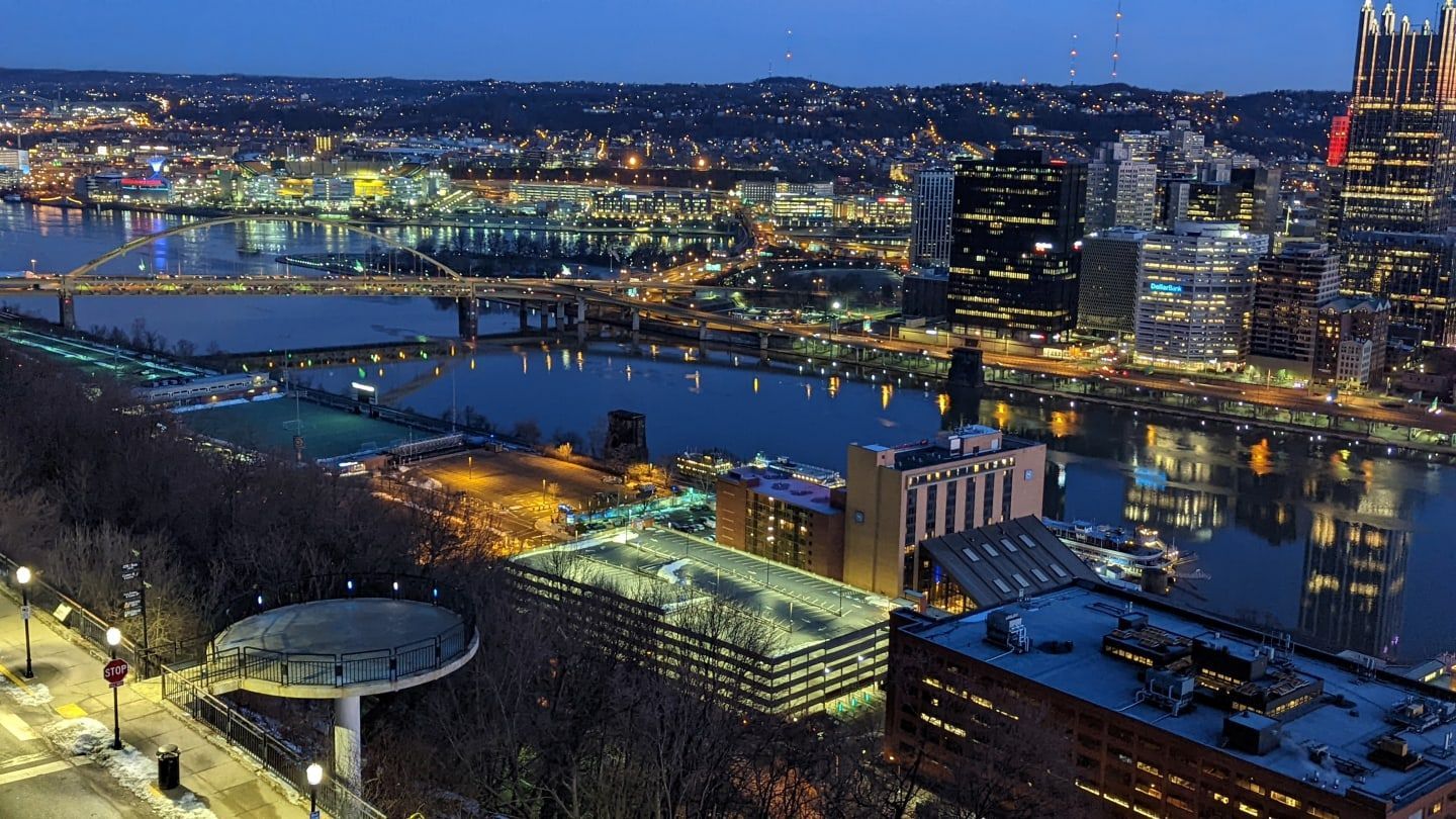 city skyline photo at night