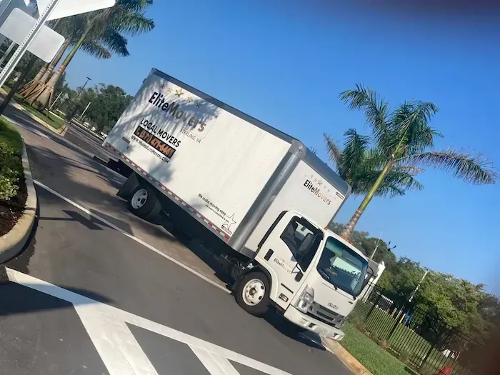 a white truck are on the road
