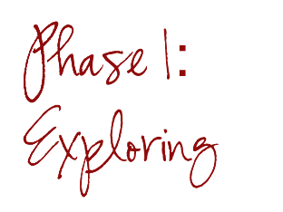 Red handwritten text reads “Phase I: Exploring” on a white background.
