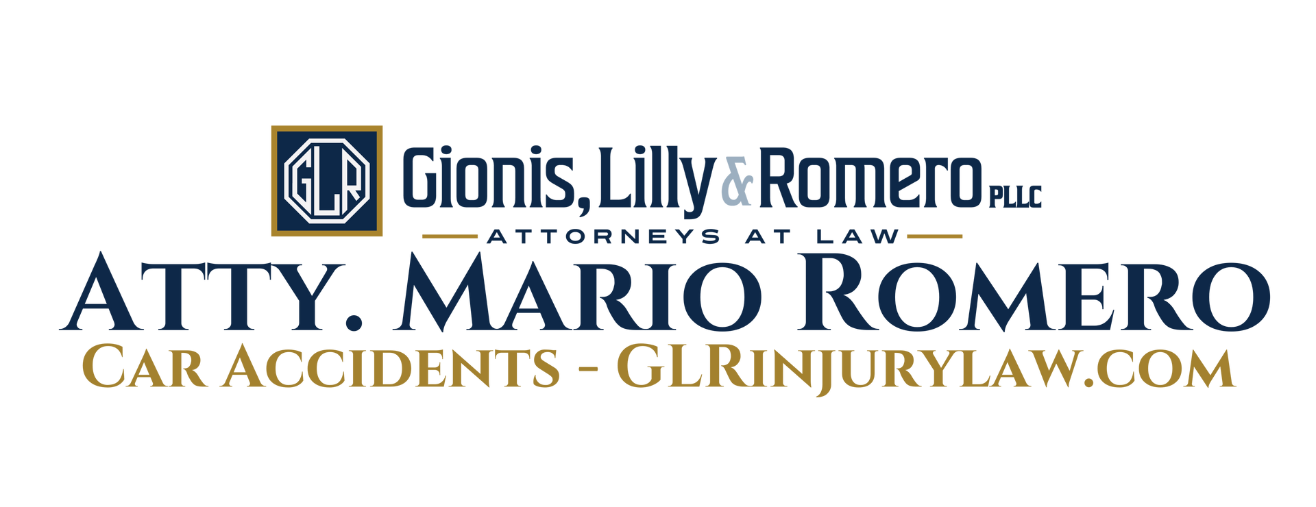 Logo for law firm Gionis, Lilly & Romero featuring