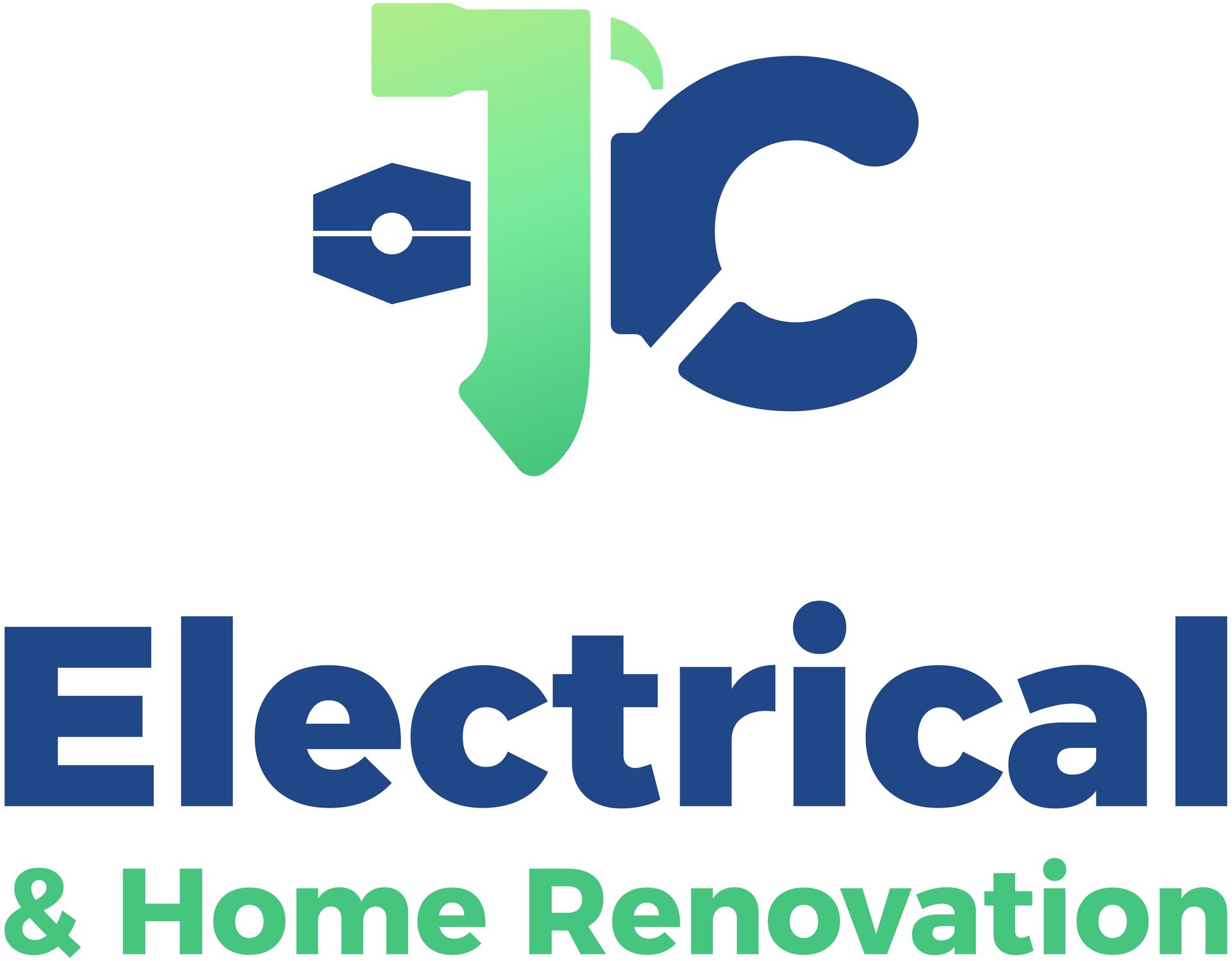 Logo: "JJC" initials, tool icon, "Electrical & Home Renovation" text, blue and green color scheme.