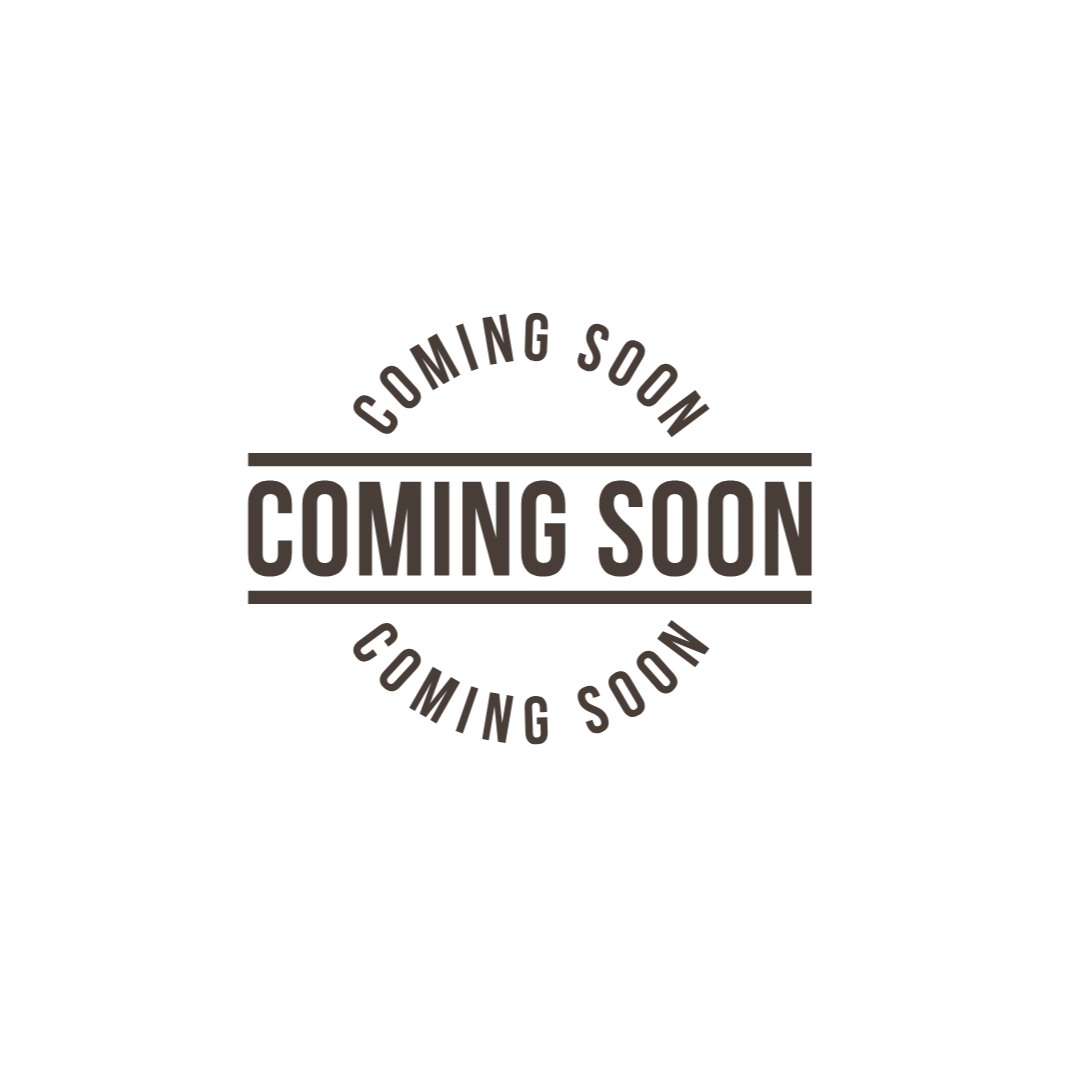 "Coming Soon" stamp with the words in dark brown against a white background.