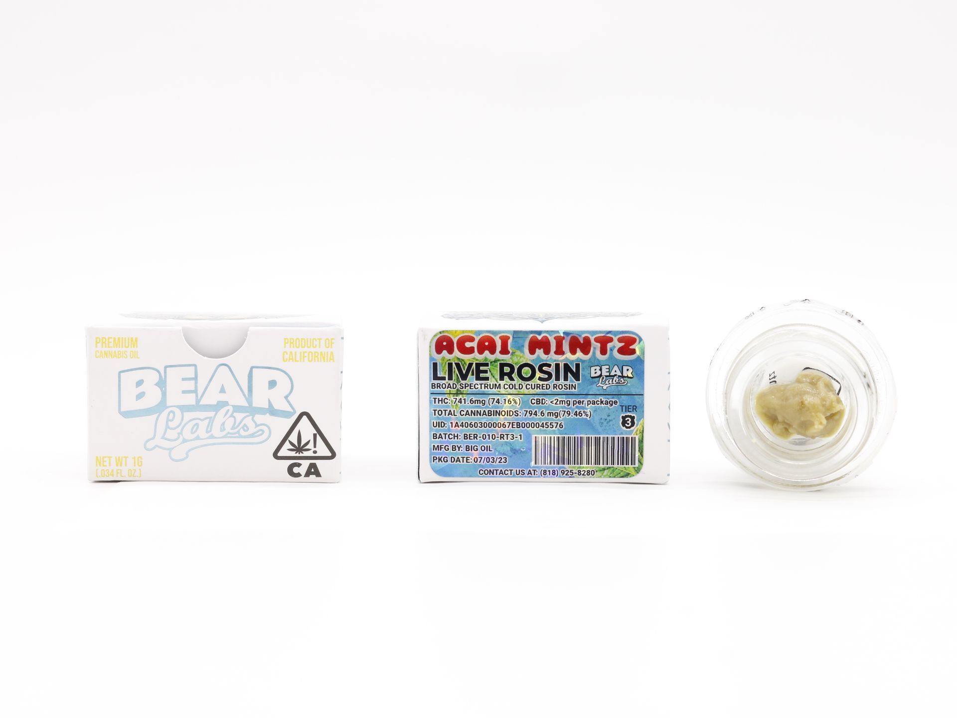 A box of bear labs next to a jar of Acai Mintz