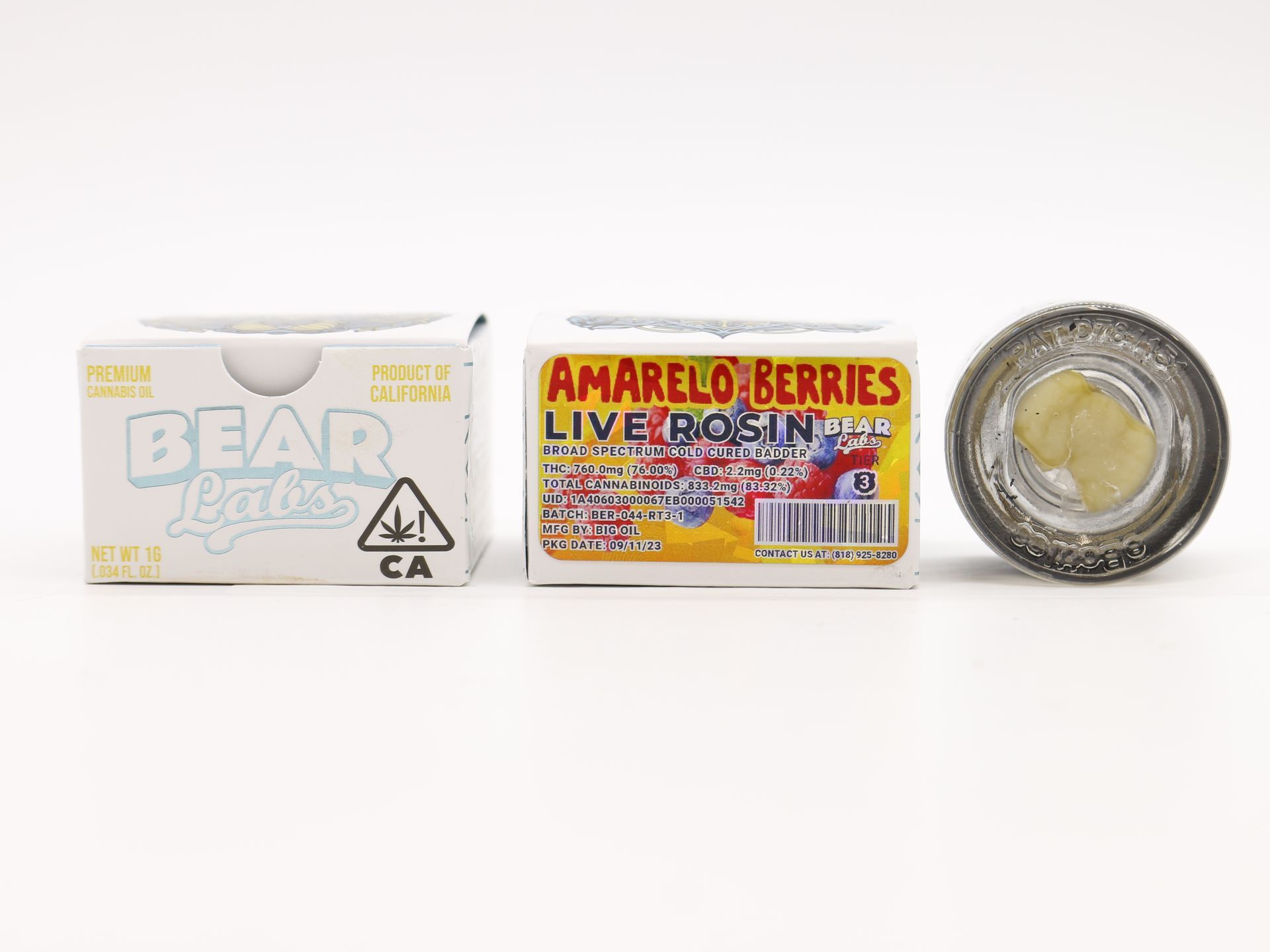 A box of bear labs next to a jar of Amarelo Berries