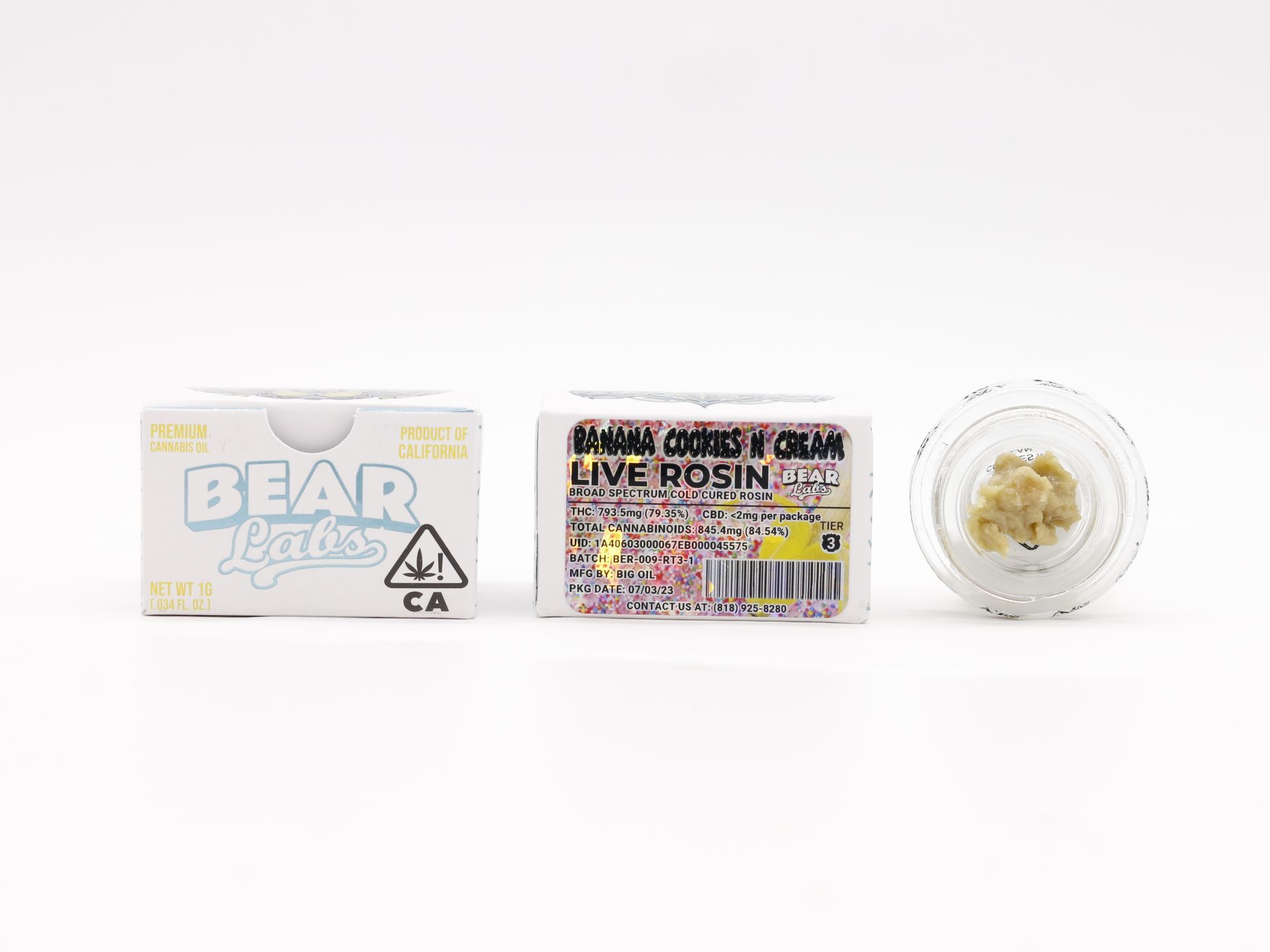 A box of bear labs next to a jar of Banana Cookies n Cream