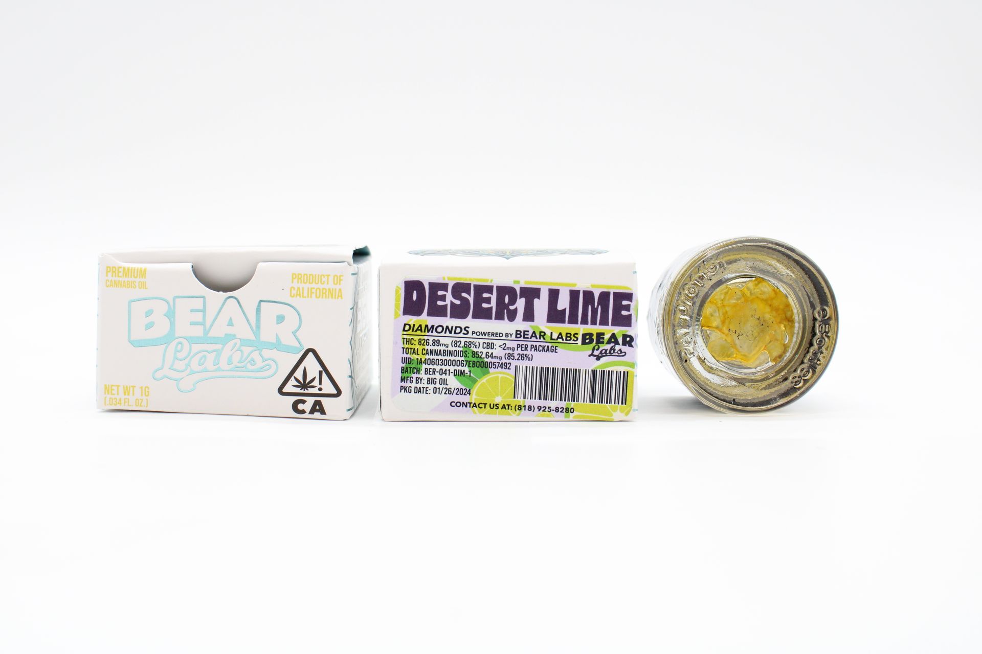 A box of bear labs next to a jar of Desert Lime