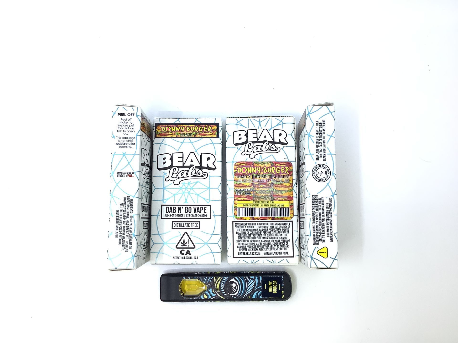 A box of bear labs next to a jar of Donny Burger - Aio
