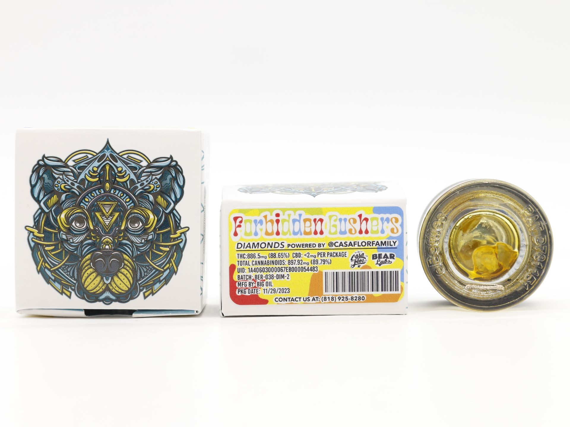 A box of bear labs next to a jar of Forbidden Gushers