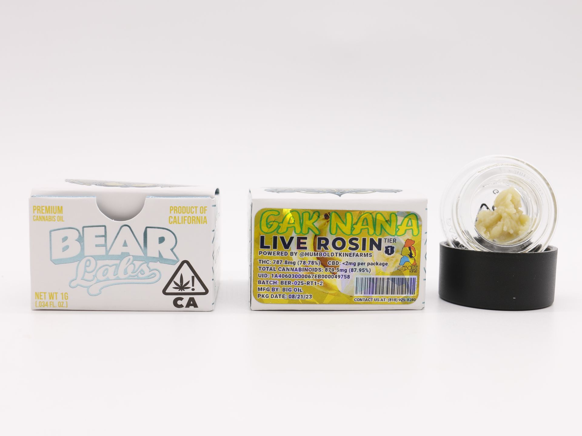 A box of bear labs next to a jar of Gak Nana