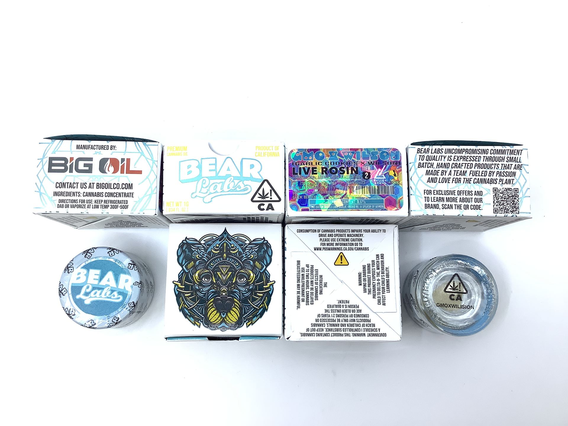 A box of bear labs next to a jar of Gmo X Wilson