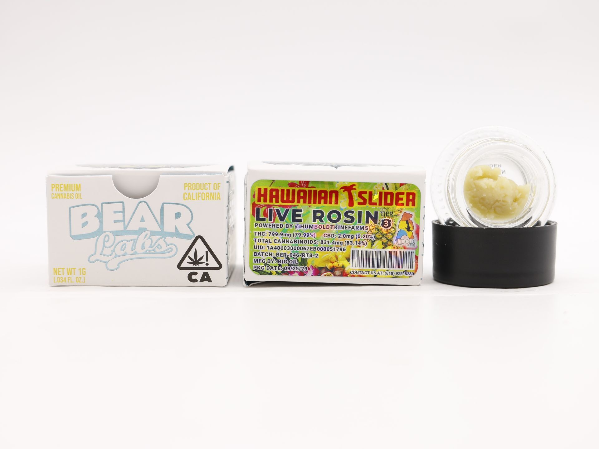 A box of bear labs next to a jar of Hawaiian Slider