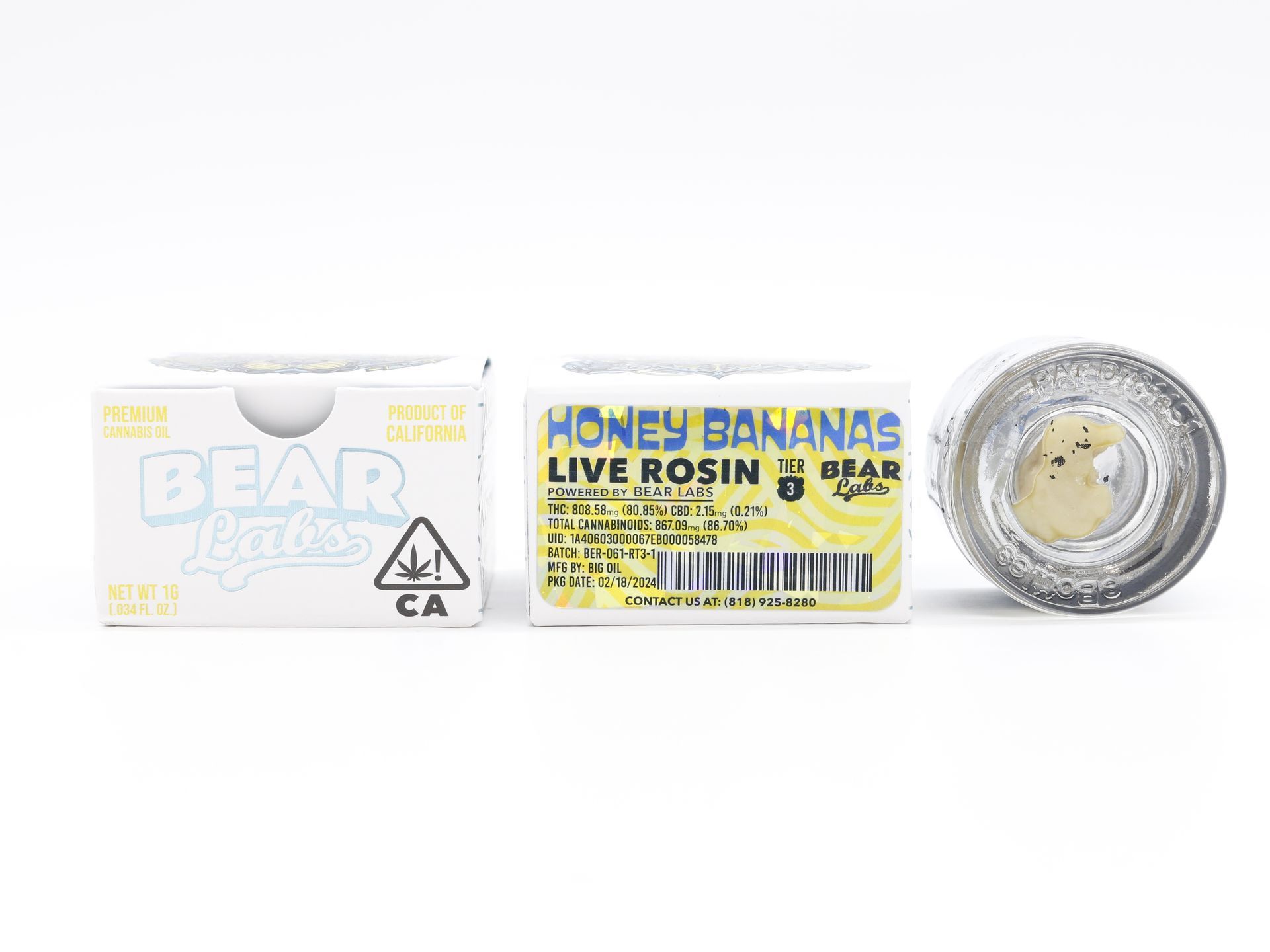 A box of bear labs next to a jar of Honey Bananas