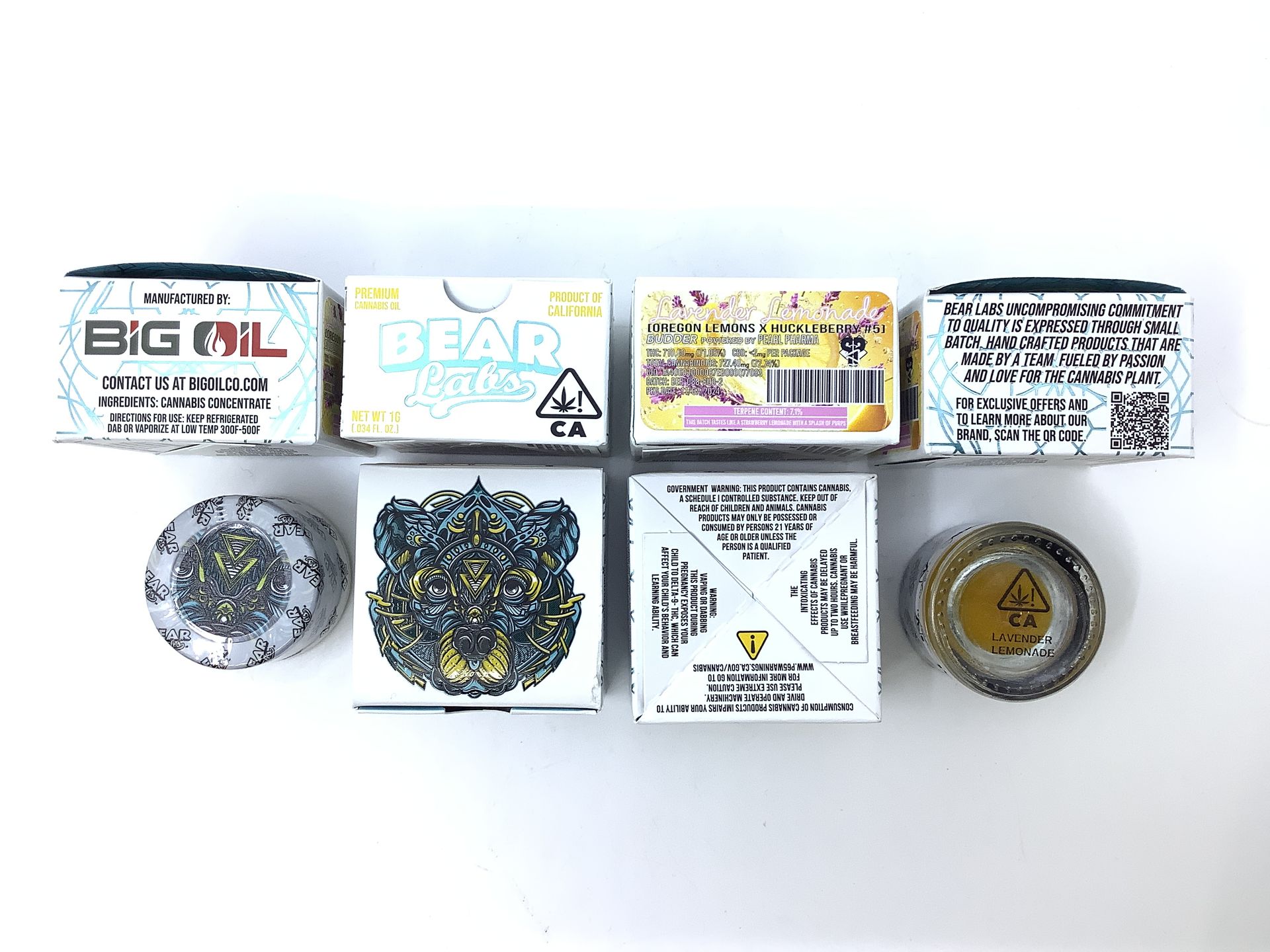 A box of bear labs next to a jar of Lavender Lemonade