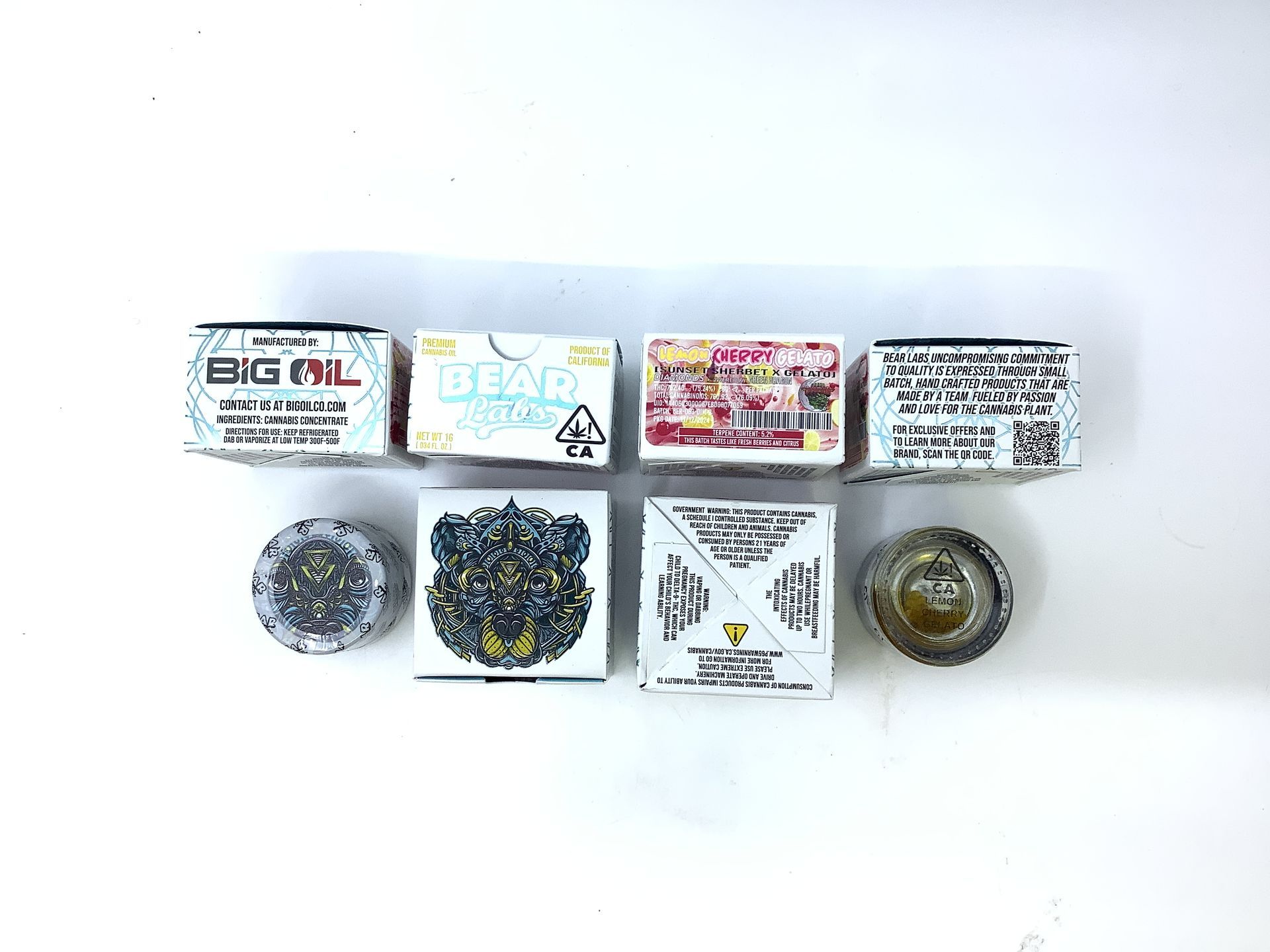 A box of bear labs next to a jar of Lemon Cherry Gelato
